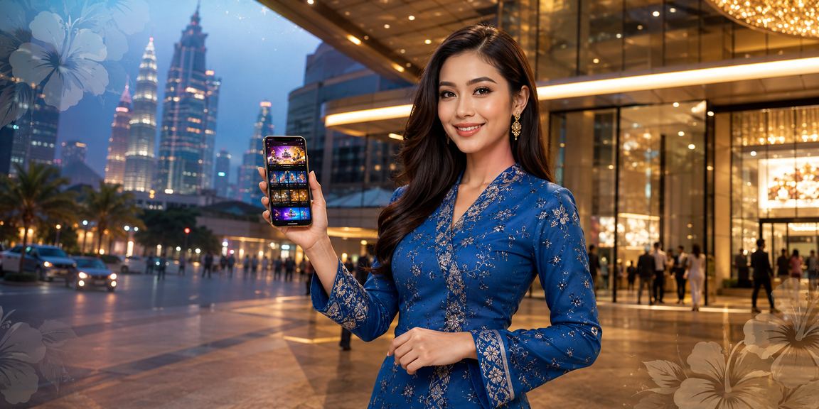 User in baju kurung making a mobile deposit in Kuala Lumpur via the ttb11 platform